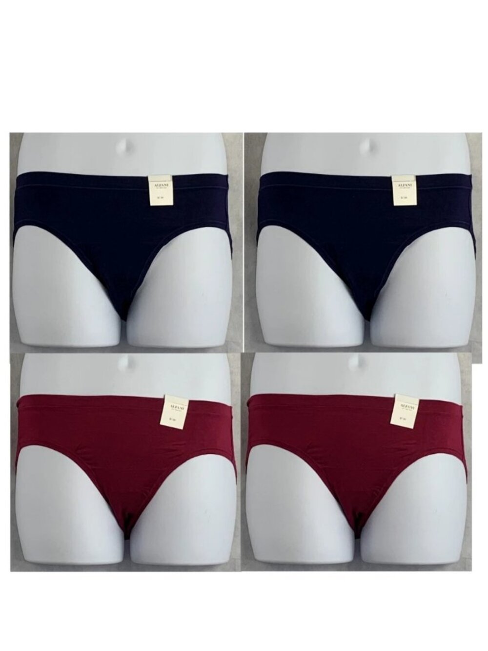 Alfani Women's Plus Size Variety 4-Pack Soft Rayon Bikini Panty, Blue Red, 3X